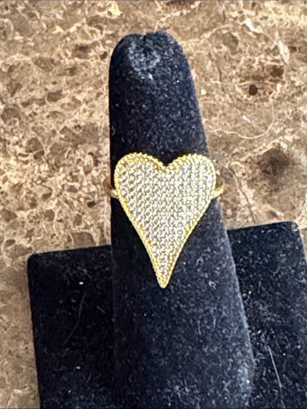 Gold Heart Pavé Ring size 5-6